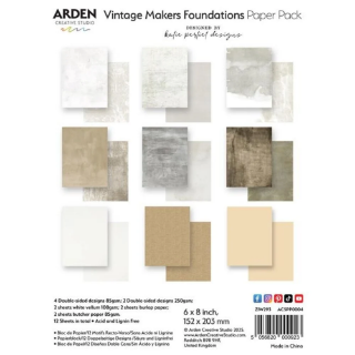 Picture of Συλλογή Μονόχρωμων Χαρτιών Βάσης 6" x 8" - Arden Creative Studio Paper Pack Foundations, Vintage Maker