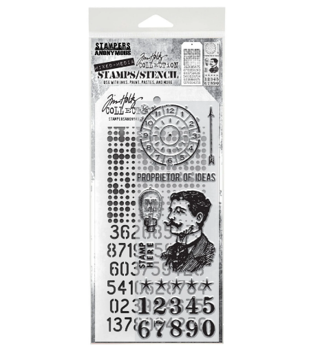 Picture of Tim Holtz Σετ Σφραγίδες & Στένσιλ – Mixed Media #18 Vintage Collage, 9τεμ