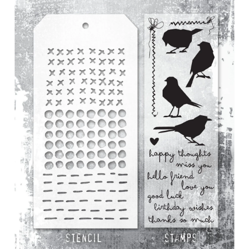 Picture of Stampers Anonymous Tim Holtz Stamp & Stencil Set | Σετ Σφραγίδων και Στένσιλ – Silhouette Birds