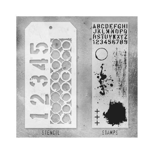 Picture of Tim Holtz Σετ Σφραγίδες & Στένσιλ – Grunged Numbered Collage, 7τεμ. 