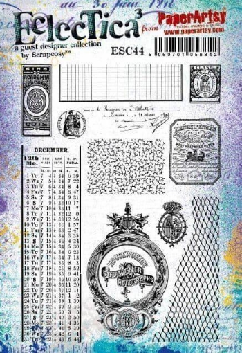 Picture of Paper Artsy Eclectica3 Scrapcosy Cling Stamp Set | Σφραγίδες Rubber 6" x 8" - ESC44, 11τεμ.