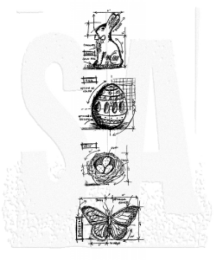 Picture of Stampers Anonymous Tim Holtz Σφραγίδες Cling THMB005 – Mini Blueprint Strip: Easter