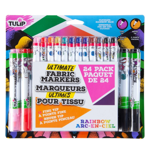 Picture of Tulip Brush & Fine Fabric Markers Μαρκαδόροι Για Ύφασμα - Ultimate Rainbow, 24τεμ.  