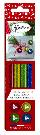 Picture of Aladine Flexible Round Wax Sticks | Εύκαμπτες Ράβδοι Κεριού για Βουλοκέρι - Glitter Mix, 4 τεμ.