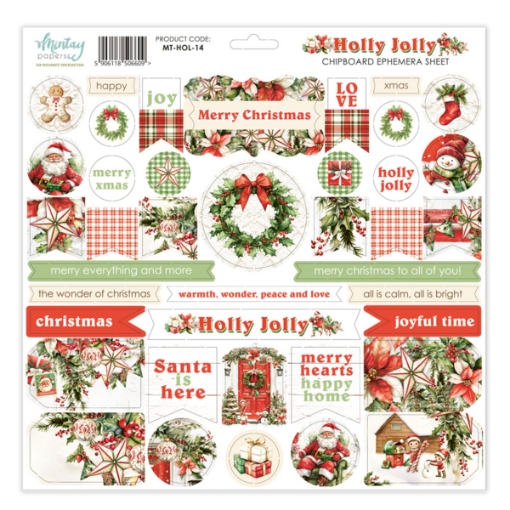 Picture of Mintay Papers Chipboard Διακοσμητικά Εφήμερα 12''x12'' - Holly Jolly, 42τεμ.