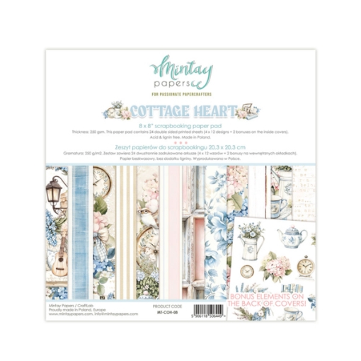 Picture of Mintay Papers Μπλοκ Scrapbooking Διπλής Όψης 8''x8'' - Cottage Heart