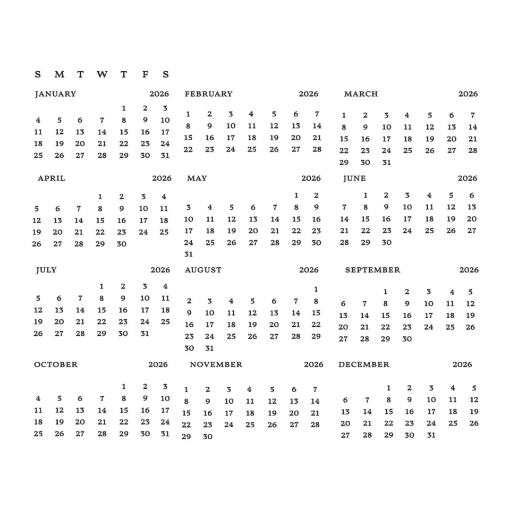 Picture of Spellbinders BetterPress Letterpress Press Plates – Wonderland, DIY 2026 Calendar, Σετ Πλακών Letterpress Ημερολογίου 2026, 24τμχ