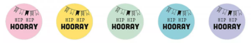 Picture of Studio Light Round Sticker Roll Στρογγυλά Διακοσμητικά Αυτοκόλλητα σε Ρολό - Hip Hip Hooray, 100τεμ.