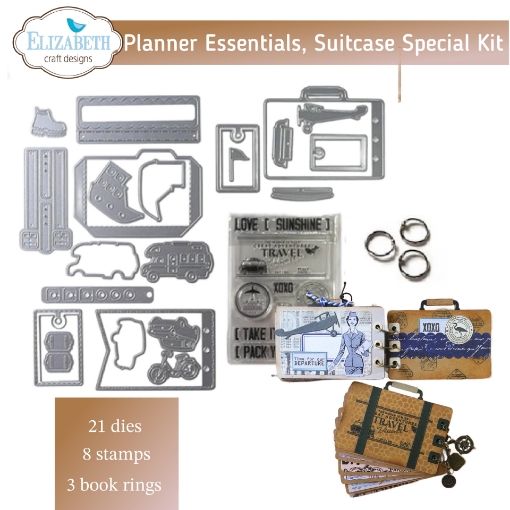 Picture of Elizabeth Craft Designs Κιτ με Μήτρες Κοπής και Διάφανες Σφραγίδες - Planner Essentials, Suitcase Special Kit, 29τεμ.