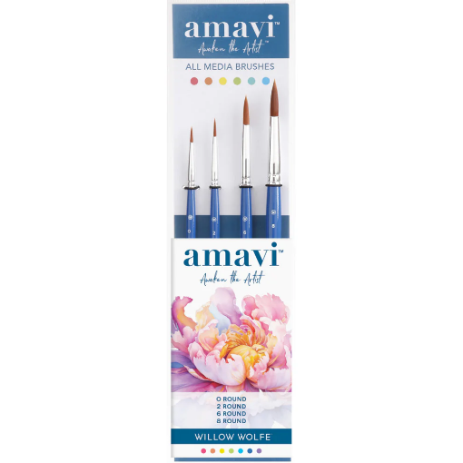 Picture of Willow Wolfe Σετ Πινέλων Amavi Artist Basic Strokes Brush Set – Στρογγυλά (Σετ 1), 4τεμ.