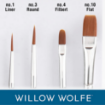 Picture of Willow Wolfe Amavi Artist Basic Shapes Brush Set Πινέλα - Σετ Νο 6 : Liner, Round, Filbert, Flat, 4τεμ. 