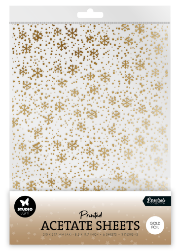 Picture of Studio Light Christmas Essentials Acetate Sheets A4 - Φύλλα Ασετάτ - Snowflakes, Gold, 6τεμ. 