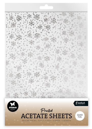 Picture of Studio Light Christmas Essentials Printed Acetate Sheets A4 - Φύλλα Ασετάτ - Snowflakes, Silver, 6τεμ.