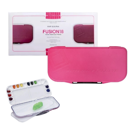 Picture of Mijello Fusion 18 Watercolor Palette - Αεροστεγής Παλέτα 18 θέσεων, Dark Fuchsia