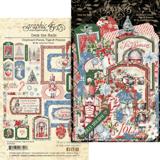 Picture of Graphic 45 Διακοσμητικά Chipboard Tags & Frames - Deck the Halls, 38τεμ.