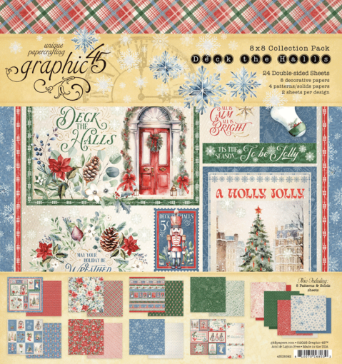 Picture of Graphic 45 Συλλογή Χαρτιών Scrapbooking Διπλής Όψης 8" x 8" - Deck the Halls  