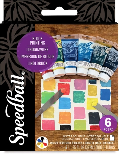Picture of Speedball Water-Soluble Block Printing Ink Set – Starter Kit Μελανιών Λινοτυπίας για Χαρτί, 6τεμ. (SB3470)