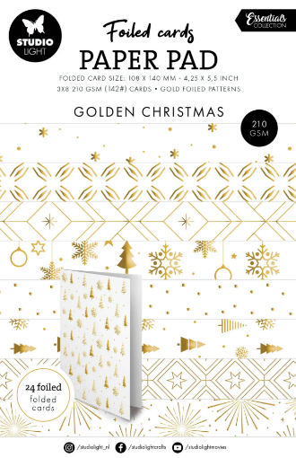 Picture of Studio Light Μπλοκ Χαρτιών για Κάρτες – Golden Christmas Essentials Foiled Cards Paper Pad ✨