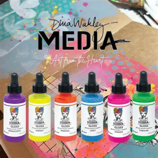 Picture of Dina Wakley MEdia Gloss Dropper Style - Ακρυλικό Χρώμα σε μπουκαλάκι με Σταγονόμετρο, Φινίρισμα Γκλος 56ml