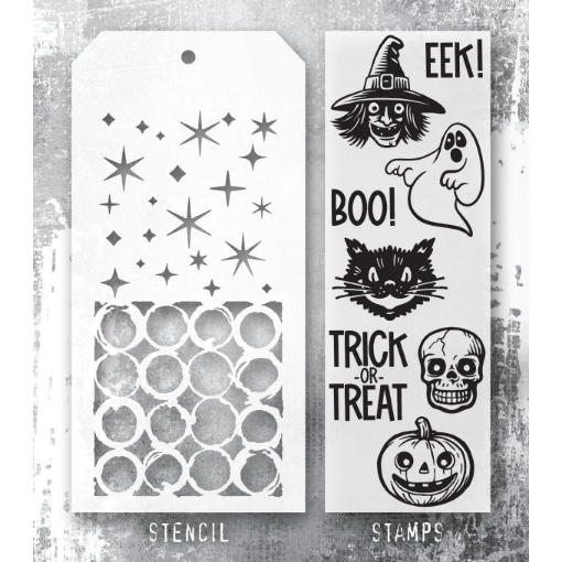 Picture of Stampers Anonymous Tim Holtz Σετ με Σφραγίδες και Στένσιλ - Retro Frights, 8τεμ.  