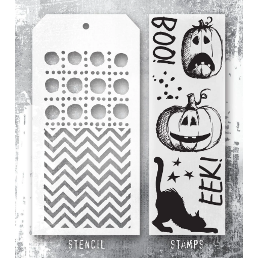 Picture of Tim Holtz Σετ Σφραγίδες & Στένσιλ – Eek A Boo, 8τεμ. 