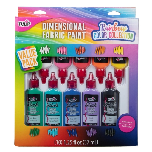 Picture of 🌈 Tulip Dimensional Fabric Paint Slick Rainbow Color Collection | Σετ 10 Χρωμάτων 3D για Υφάσματα