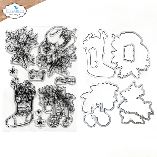 Picture of Elizabeth Craft Designs Διάφανες Σφραγίδες και Μήτρες Κοπής - Golden Season, Deck the Halls, 15τεμ.