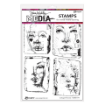Picture of Dina Wakley MEdia Cling Stamps Collaged Portraits | Σετ Σφραγίδων με Κολάζ Πορτρέτα