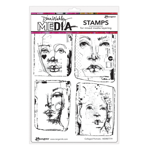 Picture of Dina Wakley MEdia Cling Stamps Collaged Portraits | Σετ Σφραγίδων με Κολάζ Πορτρέτα