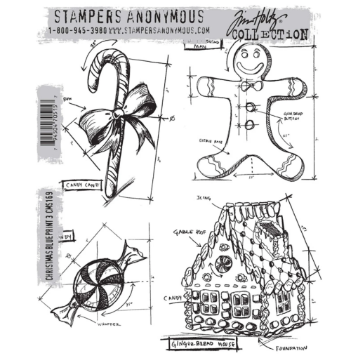 Picture of Stampers Anonymous Tim Holtz Σφραγίδες Cling – Christmas Blueprints No.3
