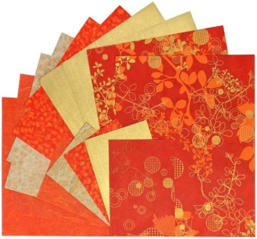 Picture of Black Ink Chinaberry Red Paper Pack – Χαρτιά Mulberry για Κολάζ & Βιβλιοδεσία (15 φύλλα)