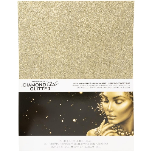 Picture of Harmony Diamond Chic Glitter Cardstock 8.5" × 11" – Gold Dust, 20 φύλλα