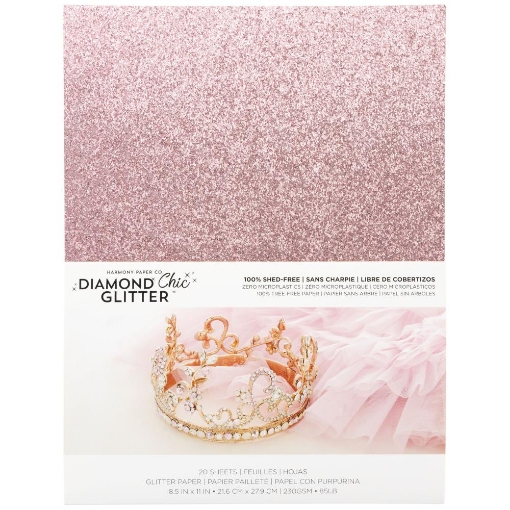 Picture of Harmony Diamond Chic Glitter Cardstock 8.5" × 11" – Princess Pink (20 φύλλα)