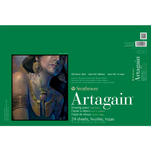 Picture of Strathmore 400 Series Black Artagain Drawing Pad 30 x 46 cm | Μαύρο Μπλοκ Σχεδίου για Παστέλ & Χρωματιστό Μολύβι, 24 Φύλλα