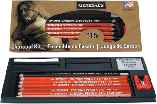 Picture of General’s Charcoal Kit 15GP – Πλήρες Σετ Σχεδίου με Κάρβουνο & Carbon, 13 τεμ.