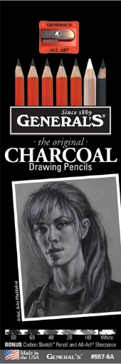 Picture of General’s Charcoal Pencil Kit 557-6A – Σετ Μολυβιών Κάρβουνου για Σχέδιο, 6 τεμ.