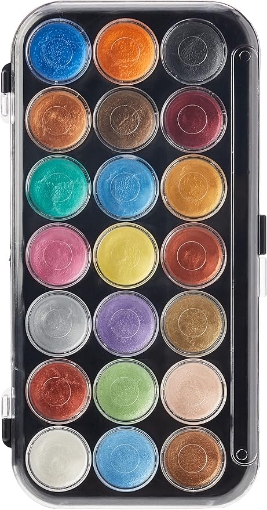 Picture of Yasutomo Niji Pearlescent Watercolors | Σετ Περλέ Ακουαρέλας με Πραγματική Πούδρα Μαργαριταριού, 21 Χρώματα