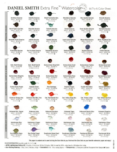 Picture of Daniel Smith Extra Fine Dot Card – Κάρτα Δοκιμής Ακουαρέλας με 66 Χρώματα