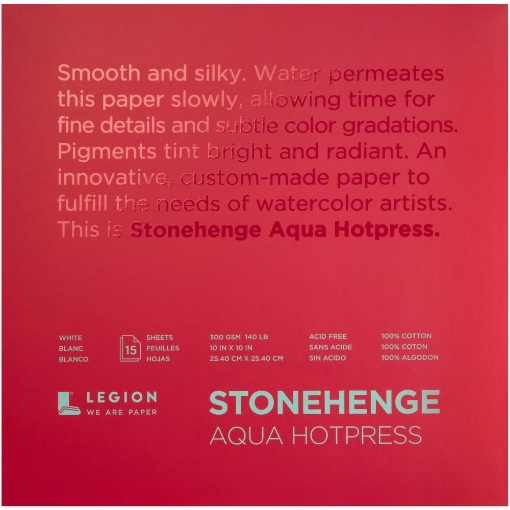 Picture of Stonehenge Aqua Block Hotpress Pad - Μπλοκ Ακουαρέλας 25 x 25 cm - White, 15 Φύλλα, 300gsm