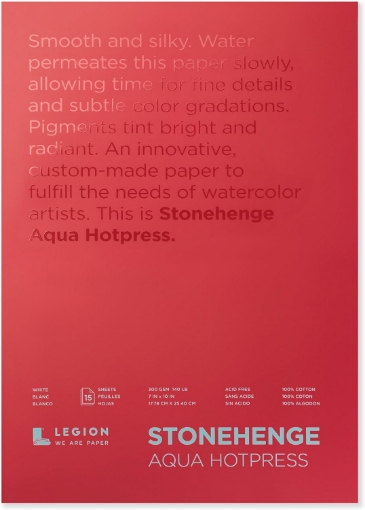 Picture of Stonehenge Aqua Block Hotpress Pad - Μπλοκ Ακουαρέλας 18 x 25 cm - White, 15 Φύλλα, 300gsm