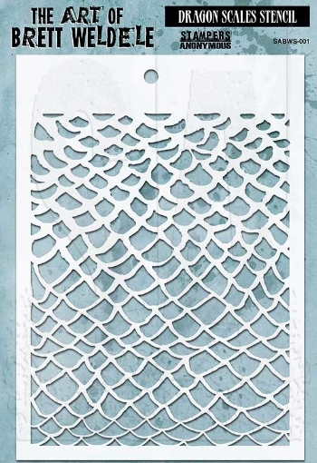Picture of Brett Weldele Στένσιλ 6.5"x4.5" – Dragon Scales Fantasy Background 