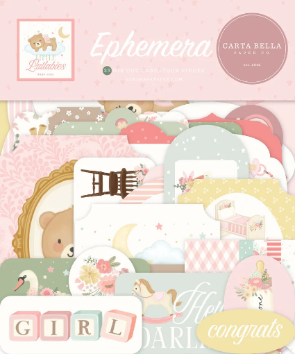 Picture of Carta Bella Little Lullabies Baby Girl – Διακοσμητικά Die Cuts για Scrapbooking, 33 Τεμάχια