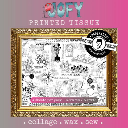 Picture of PaperArtsy JoFY Printed Tissue Paper | Ριζόχαρτο για Κολάζ PT03, 4 φύλλα