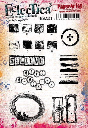 Picture of PaperArtsy Seth Apter Red Rubber Stamp Set | Σετ Σφραγίδων Eclectica³ ESA51 A5, 7 τεμ.