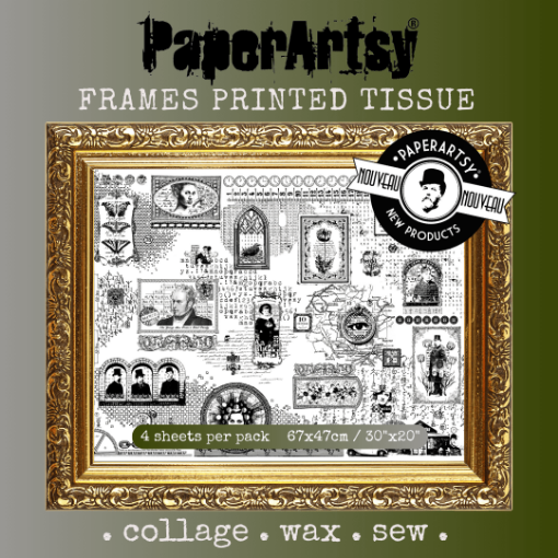 Picture of PaperArtsy Frame Printed Tissue Paper | Ριζόχαρτο για Κολάζ PT02, 4 φύλλα