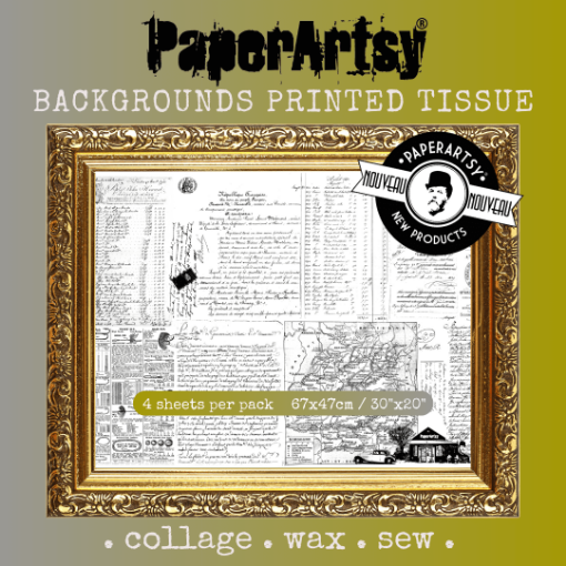 Picture of PaperArtsy Printed Tissue Paper Backgrounds | Ριζόχαρτο για Κολάζ PT07, 4 φύλλα