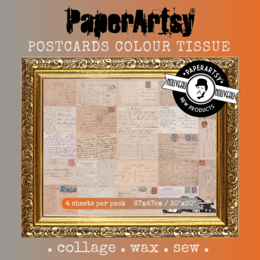 Picture of PaperArtsy Postcards Colour Printed Tissue Paper | Διακοσμητικό Χαρτί Tissue PT13, 4 φύλλα