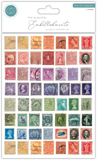 Picture of Craft Consortium The Collector Rub-On Transfers Used Stamps – Rub-Ons Vintage Γραμματοσήμων (2 φύλλα)
