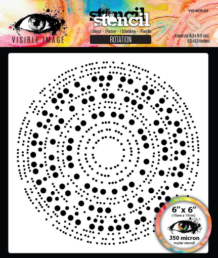 Picture of Visible Image Grunge Florals Rotation Stencil 6x6 | Στένσιλ Background με Ακτινωτό Κυκλικό Μοτίβο