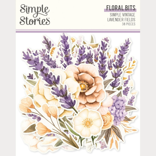 Picture of Simple Stories Simple Vintage Lavender Fields Floral Bits & Pieces – Floral Διακοσμητικά για Scrapbooking, 38τεμ.